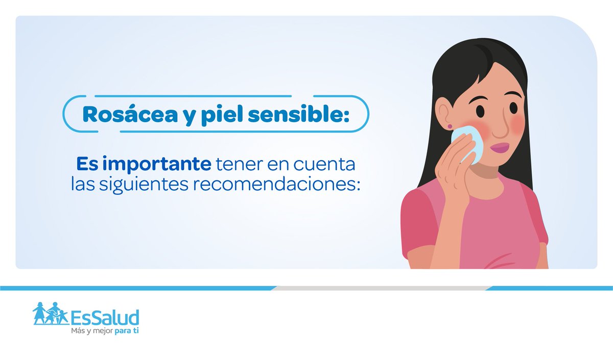 EsSaludPeru's tweet photo. #EsSaludPrevención 📢 | La rosácea es una afección común de la piel que causa enrojecimiento y vasos sanguíneos visibles en la cara. 

Aquí te brindamos las siguientes recomendaciones para enfrentar esta enfermedad. ⤵️

#SeguimosEnGuardia 💙 https://t.co/mvP5faFxsN