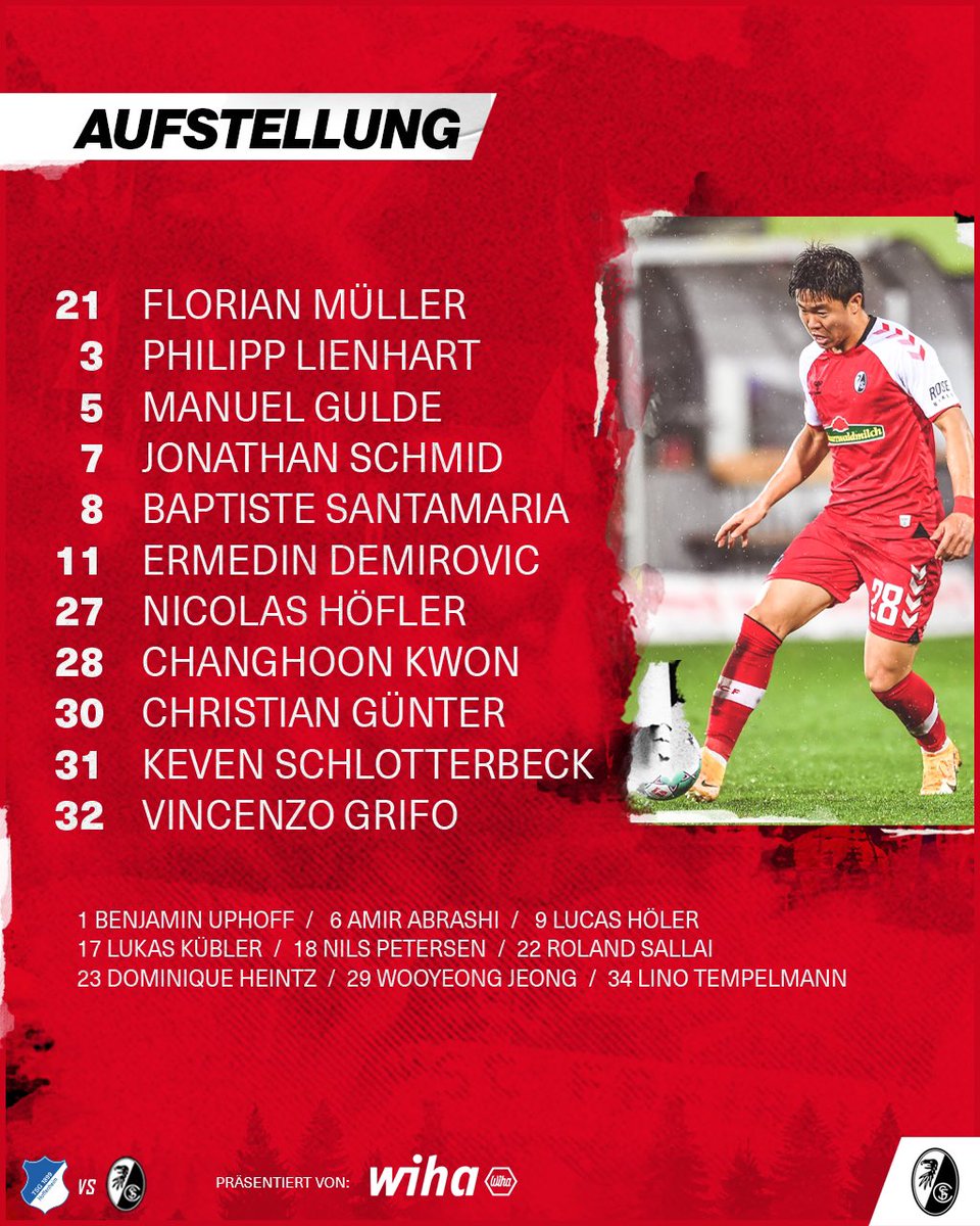 scfreiburg's tweet photo. So startet der #SCF ins erste Spiel des Jahres πͺ
#TSGSCF https://t.co/E6L3iKBbGp