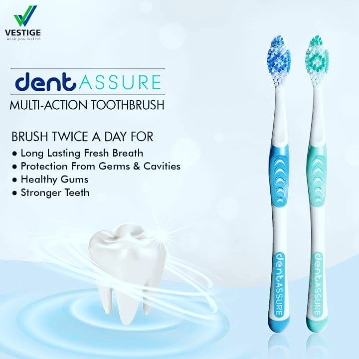 DENTASSURE MULTI-ACTION TOOTHBRUSH

The new Dentassure MULTI-ACTION #toothbrush with 100% dupont #bristles provides superior all round cleaning of the entire #mouth. It has rounded bristles with extended tip for cleaning hard to reach places

#BalajiMurugaDoss 

Call: 9818297530