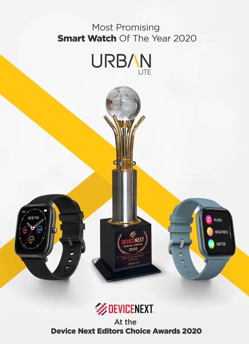 Inbasetech's tweet photo. We feel happy and proud to share that Urban Lite has bragged the Most Promising Smartwatch Of The Year at the Device Next Editors Choice Awards 2020. Behold with Urban, more surprises awaits in 2021. #DeviceNextAwards2020 @DeviceNXT https://t.co/xKPxlNJLiH