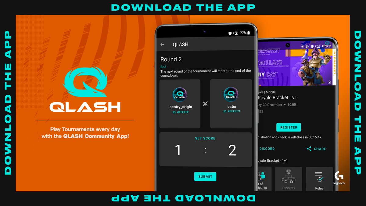⚔️1v1
💶 🥇15€ 🥈 5.50€
🔴 5pm CET to 5:59pm CET ⁽ᶜʰᵉᶜᵏ ⁱⁿ⁾
🕕 6pm CET ⁽ᵇʳᵃᶜᵏᵉᵗ ˢᵗᵃʳᵗ⁾

          ⁽ᵈᵒʷⁿˡᵒᵃᵈ⁾ 💻📲 QLASH app 
ANDROID play.google.com/store/apps/det…

iOS apps.apple.com/it/app/qlash-c…

❕brackets are already open for registration❕