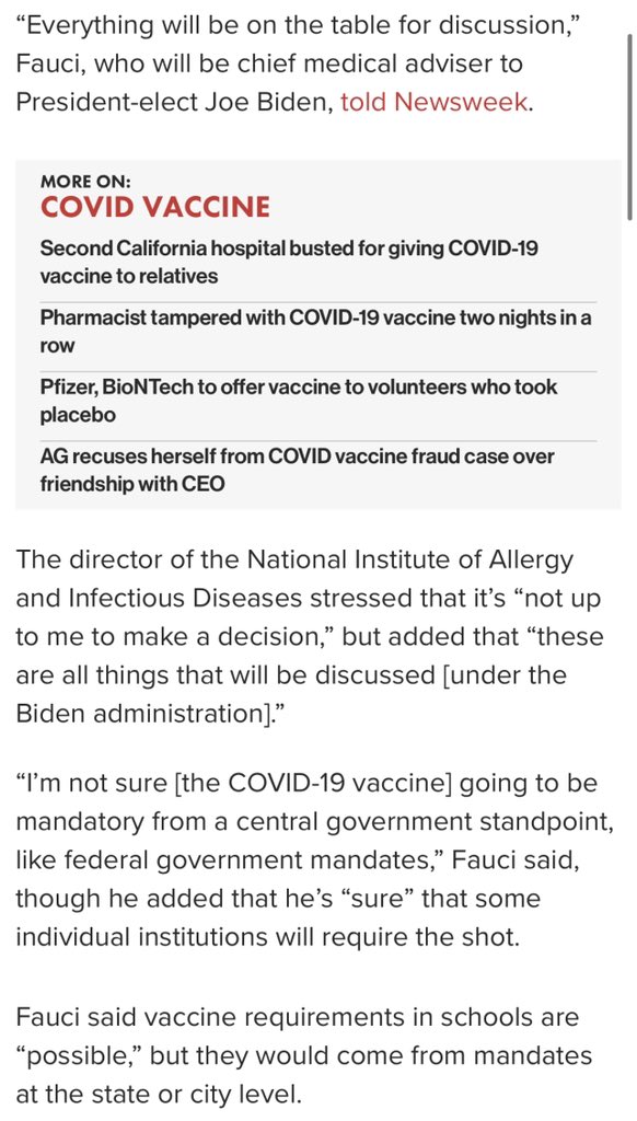 1st day of 2021 &amp; Fauci already lets it slip:

They’re sneaking toward FORCING you into taking an experimental biological agent that has *not* been fully tested &amp; proven.

That didn’t take long. Losing liberty is quick business.
SMDpetition.org