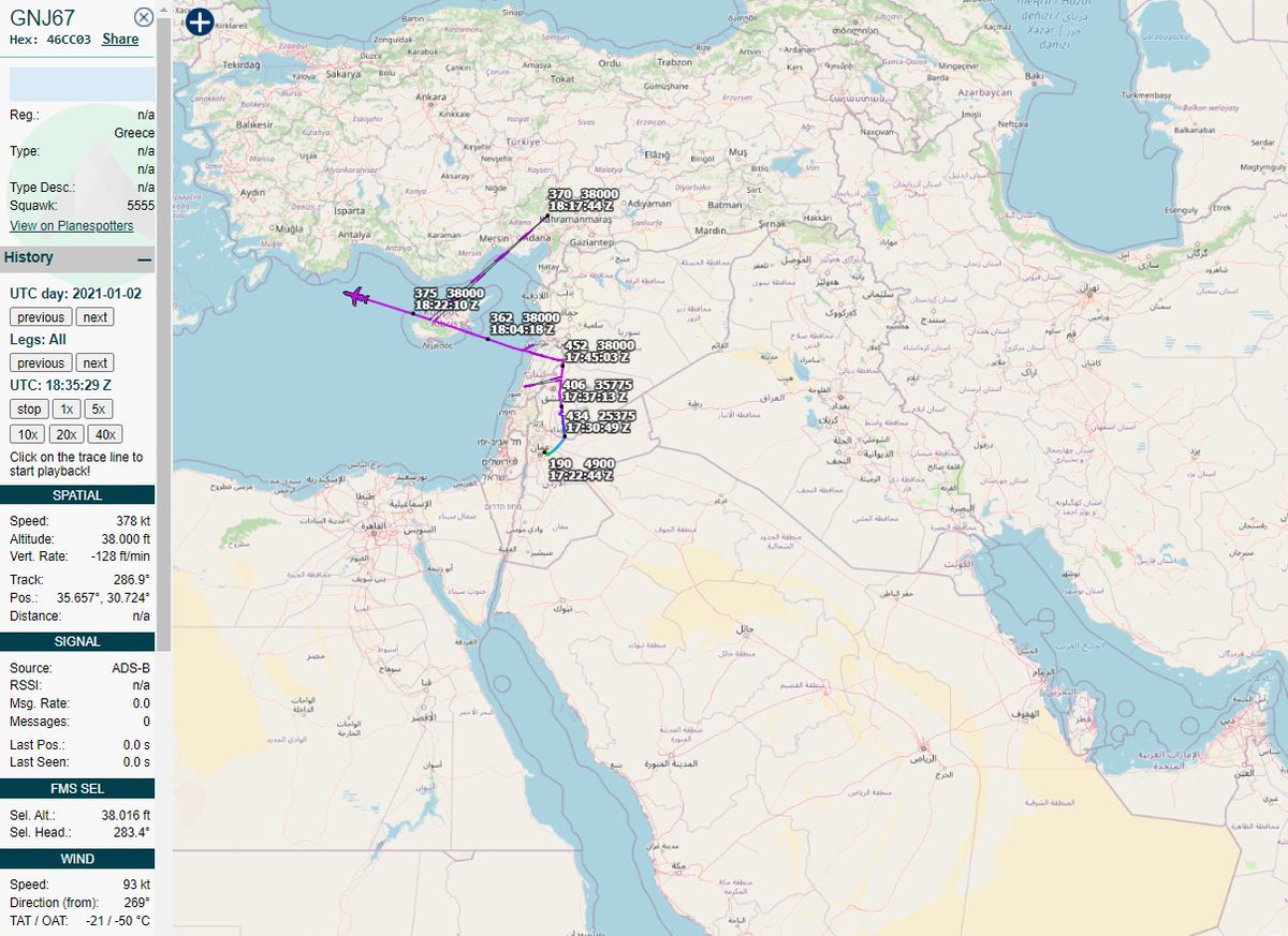 Gerjon_'s tweet image. 🇬🇷SX-SHC is a Bombardier Challenger 605 operated by GainJet, a VIP charter company. Ever since people started questioning their 🇱🇾#Benghazi - 🇺🇸#Washington vv flights, they have requested hidden from tracking websites.

Their SX-SHC uses 2 hex codes: #46CC03 and #46CD03. (1/2)