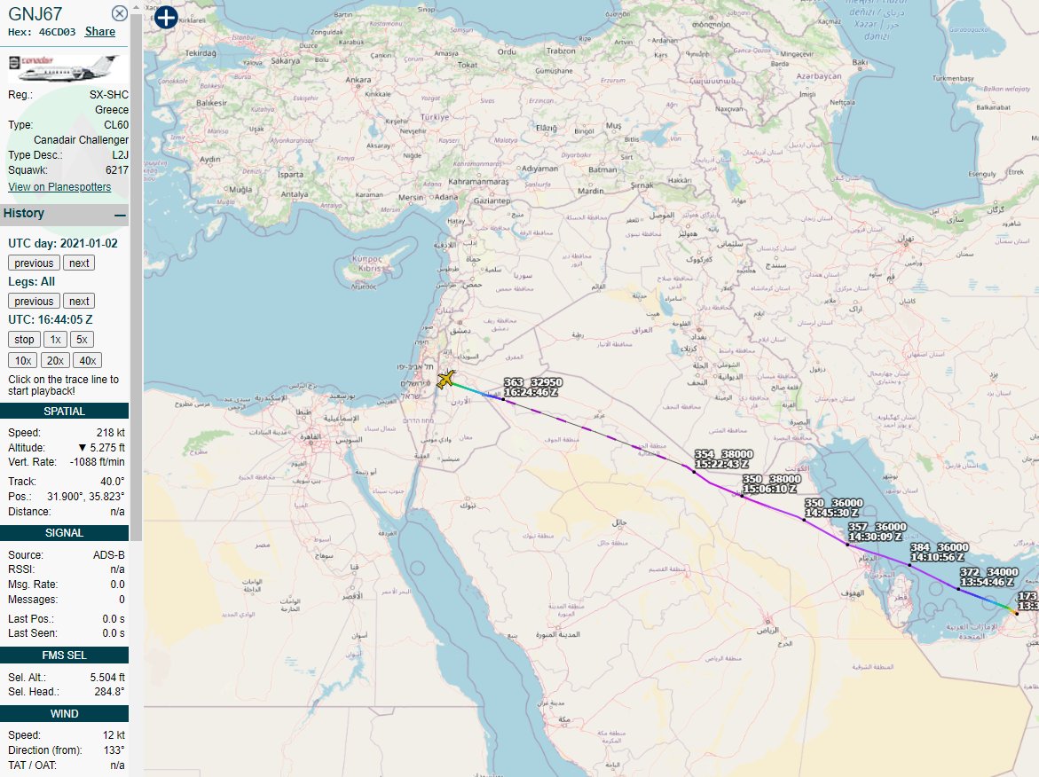 Gerjon_'s tweet image. 🇬🇷SX-SHC is a Bombardier Challenger 605 operated by GainJet, a VIP charter company. Ever since people started questioning their 🇱🇾#Benghazi - 🇺🇸#Washington vv flights, they have requested hidden from tracking websites.

Their SX-SHC uses 2 hex codes: #46CC03 and #46CD03. (1/2)