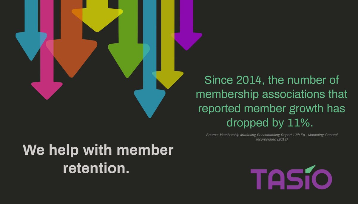 TasioLLC's tweet image. Membership associations have seen lowered retention year after year since 2014. We help you use your loss data and transform it into better member retention. 

Tasio.co

#membership #retention #associations