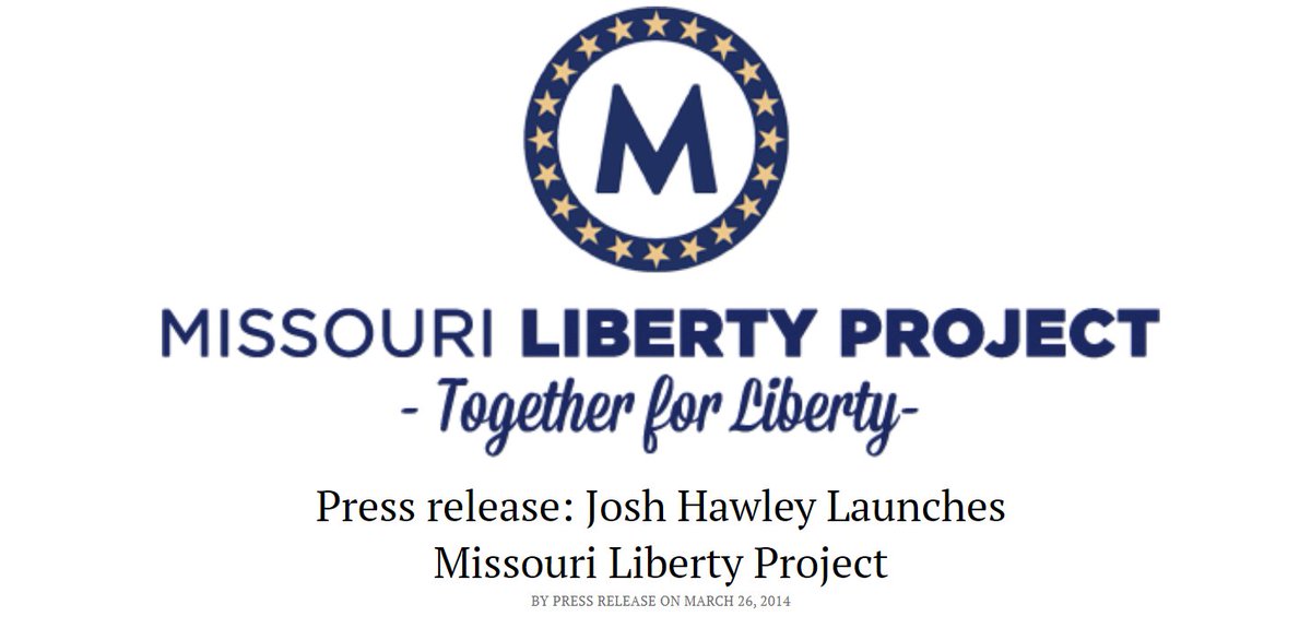 By 2014, Hawley launched the "Missouri Liberty Project" formed to "fight government overreach, defend the U.S. Constitution, and inform citizens about the need for limited government."In reality, he used the organization to travel around Missouri and discuss court cases.14/