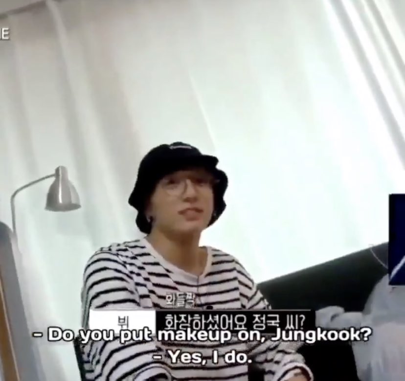 jungkook is sensitive to smells so he uses cosmetics with feminine soft scents,, the members also said he’s the best at doing his own makeup, he loves to take care about himself