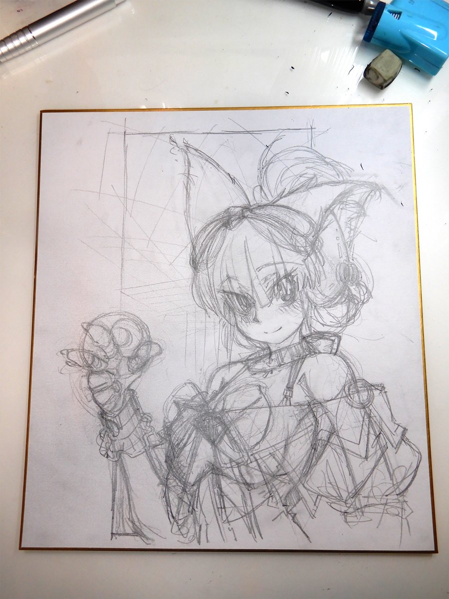 ラフ。背景を描く前のが撮ってあった。 