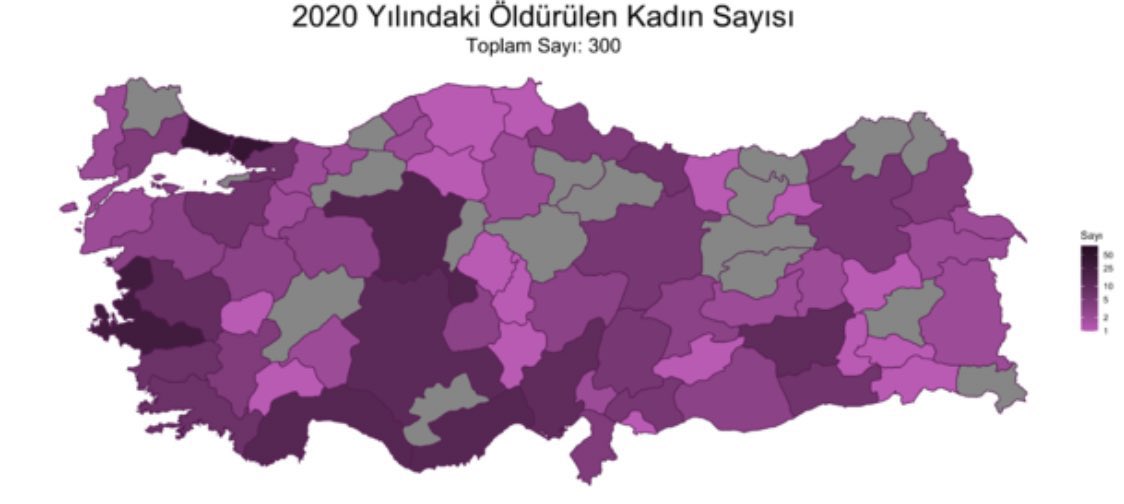 2020 yılı raporuna göre 300 kadın öldürüldü, 171 kadın şüpheli şekilde ölü bulundu. 
Bitlis'te yok. 
#KadınCinayetlerineDurDe 
#Bitlis #Tatvan