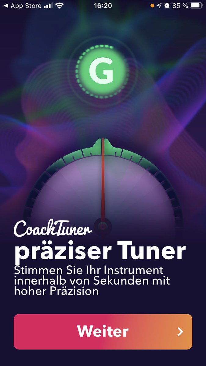 krisdigital's tweet photo. One of the reasons I did another guitar tuner: On the app store, the top app with over 7000 ratings is free. It greets you with some information screens that you have to skip by pressing a button. On the last screen though, the same button starts a subscription. #darkpattern https://t.co/Z1rGeAtPp9