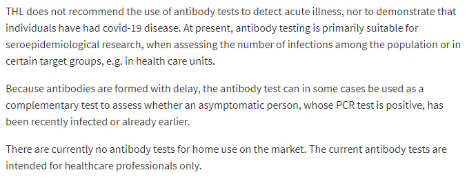 Immunity.Sweden: Didn't prepare for winter because trusted in immunity. Very focused on antibody tests. People testing for antibodies. Their friends: - Hope you have them!Finland: No antibody tests. A study in spring in the epicentre found one with neutralising antibodies.
