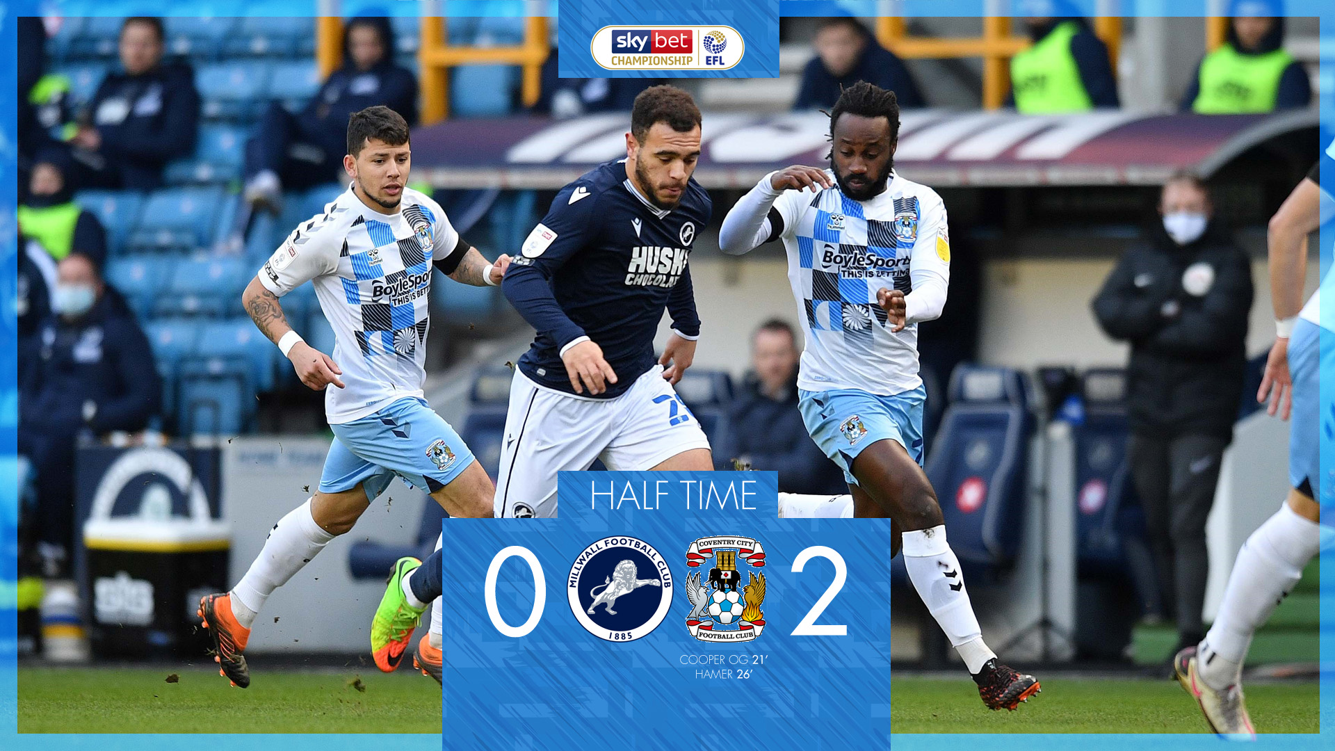 Sky Bet Championship, Millwall 0 - 3 Coventry City
