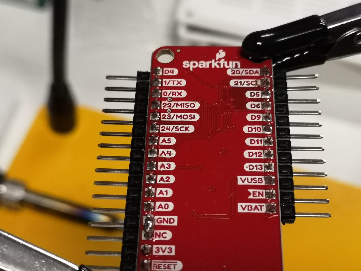 Embarking on the assembly journey by starting with some soldering, which is the new skill I learned, of the rocker switch and the SAMD51 board from  @sparkfun  https://github.com/BlockchainCommons/bc-lethekit/blob/master/doc/assembly.mdI found the tool shown below with the finished rocker switch worked great for prepping the wires