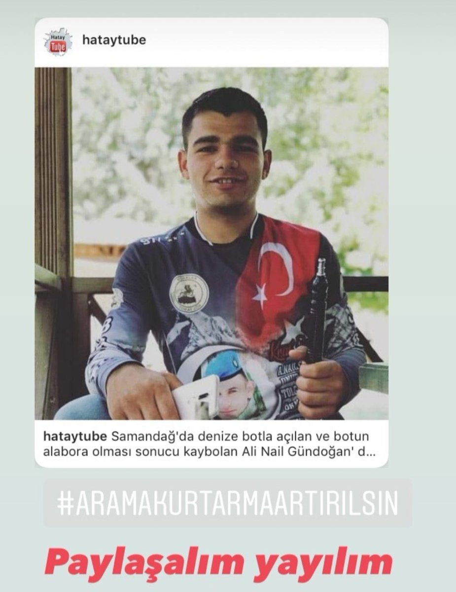 Ali Nail Gündogan için geniş kapsamlı arama yapılmasını istiyoruz#alibulunsun
<a href="/TC_icisleri/">T.C. İçişleri Bakanlığı</a> <a href="/dogan_rahmi/">Rahmi Doğan</a> <a href="/HatayValiligi/">T.C. Hatay Valiliği</a> <a href="/RTErdogan/">Recep Tayyip Erdoğan</a> <a href="/HuseyinYayman/">Hüseyin Yayman🇹🇷</a> <a href="/AbdulkadirOzl/">Abdulkadir Özel</a> <a href="/DocDrLutfuSavas/">Lütfü Savaş 🇹🇷</a> <a href="/drtopaloglu/">Prof. Dr. Serkan Topaloğlu</a>  #Alibulunsun