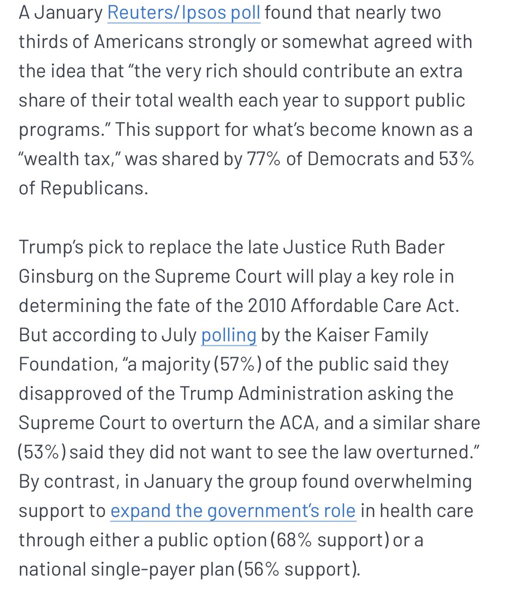 A few months ago, I wrote a piece that just took stock of how a.) Democratic policies tend to be much more popular than Republican ones, and b.) how despite this, Dems are the ones more often referred to in mainstream media as “extreme.”  https://www.mediamatters.org/supreme-court/battle-supreme-court-mainstream-media-call-republican-hypocrisy-savvy-while-treating
