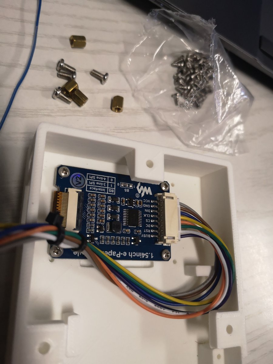 Screwing in the  @waveshare00 e-paper moduleI found it helpful to screw in the tiny screws by picking up the screw first as show below