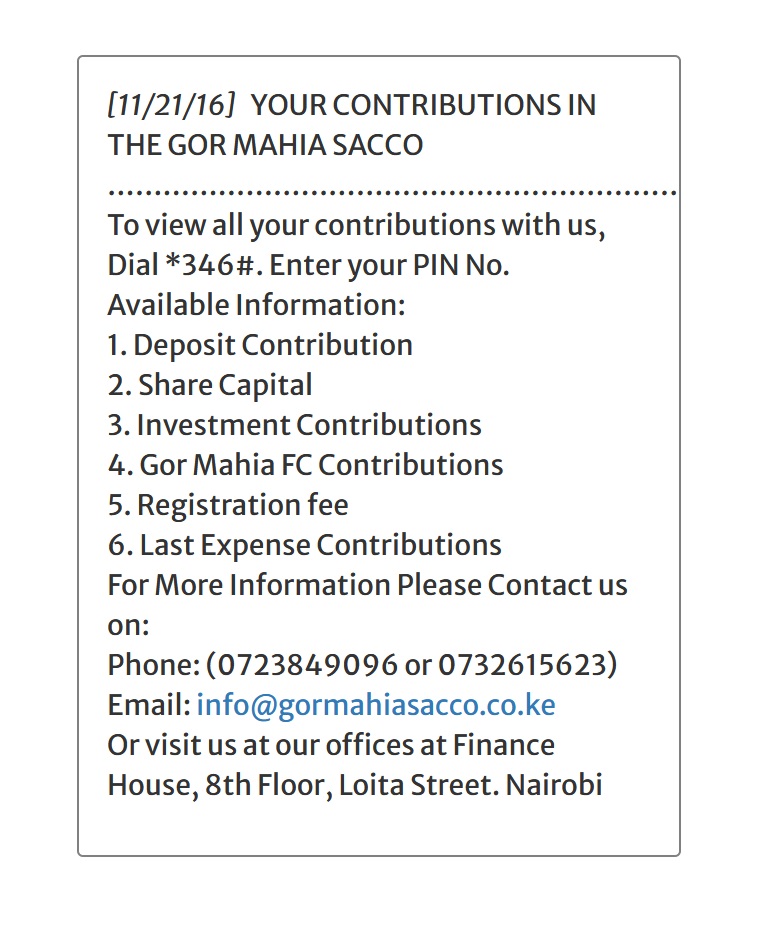 As for the Gor letterhead that shows 8th Floor Finance House, you probably know that as the headquarters of Gor Mahia Sacco. There is probably a good arrangement between the club and the Sacco on that.