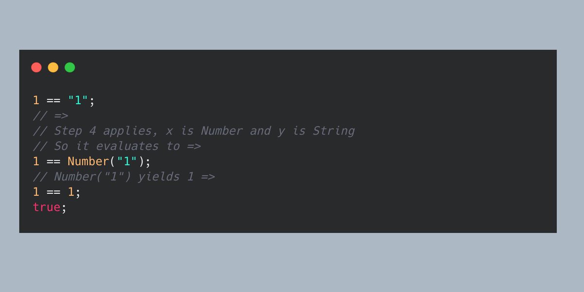 Example 1:Let's start with 1 == "1" as a light entry.You can find a guided solution in the image below.