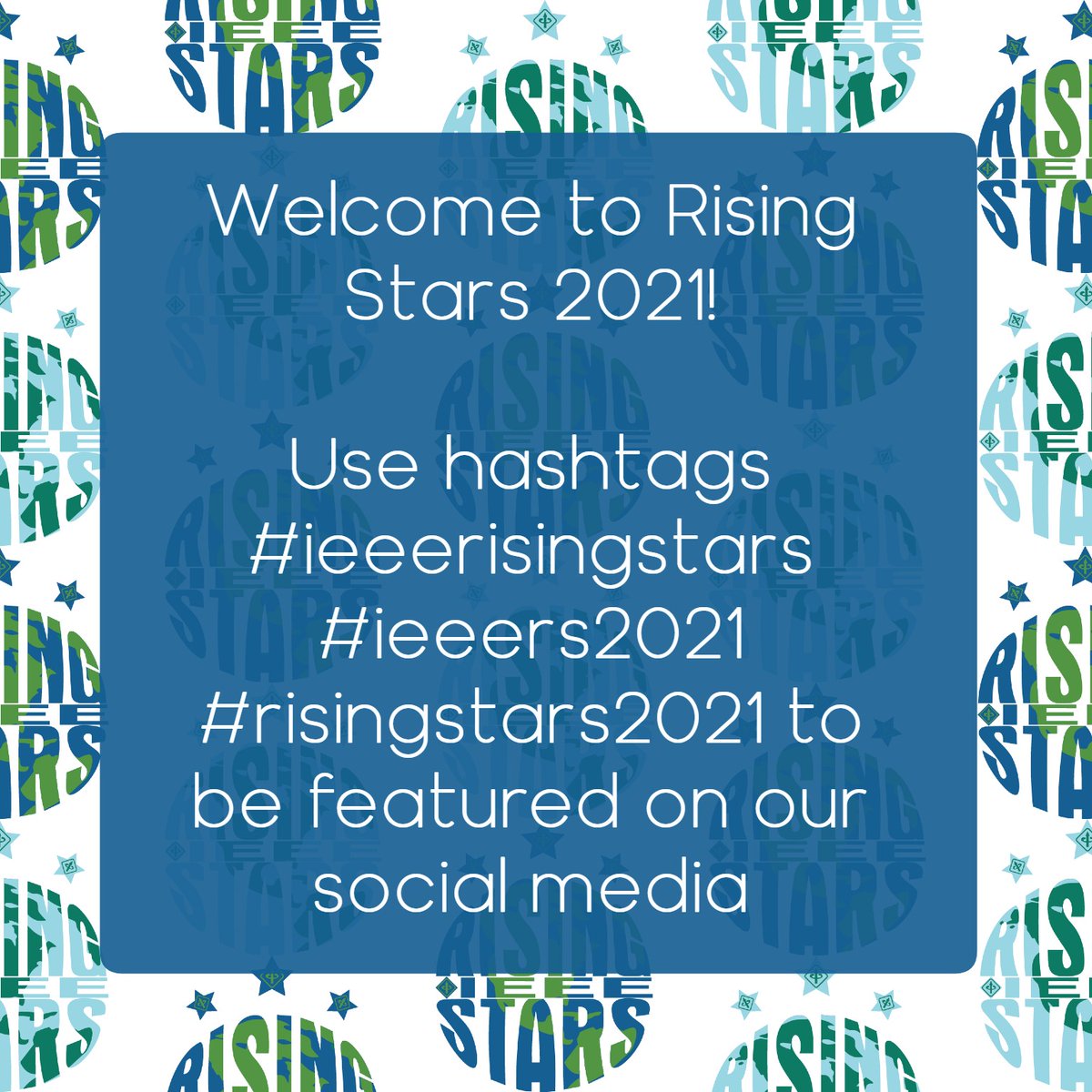 Welcome Rising Stars 2021 attendees! Our first sessions are starting!

We want to feature YOU and your FAVORITE moments of the event, so be sure to follow us  on FB, TW, IG, and LinkedIn <a href="/ieeerisingstars/">IEEE Rising Stars</a> and use #ieeerisingstars #ieeers2021 #risingstars2021 so we can share!