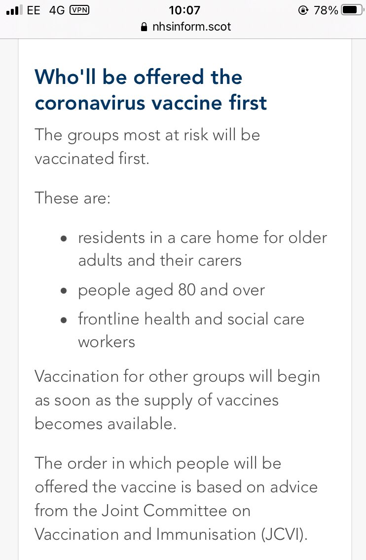 This despite fact over 80s at home should be in first wave along with frontline NHS and care staff as well as residents