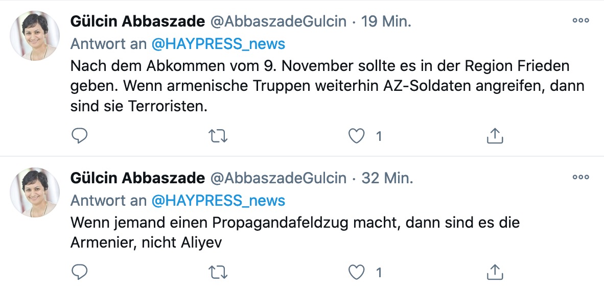 HAYPRESS_news's tweet photo. Hallo @HelmholtzMunich, wir möchten Sie darüber in Kenntnis setzen, dass Ihre Wissenschaftlerin anti-armenische Propaganda des autoritären Präsidenten Aserbaidschans, Ilham Aliyev, verbreitet. Inwiefern wird das beim Helmholtz Zentrum München geduldet? https://t.co/IIGJK9XYYZ