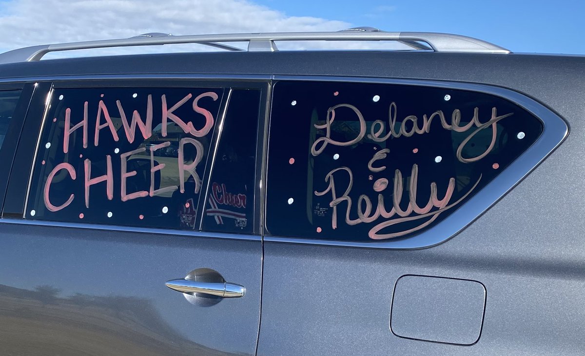 DelaneyLundberg's tweet photo. Let’s WIN THE DAY, Hawks!  #RHHShawks #HeathCheer @STUCOHeath #seniorszn #freshmancheer #sisters #WTD https://t.co/6TLonBsePe