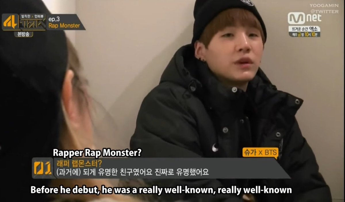 even yoongi had heard about him and seen his videos before he came to audition
