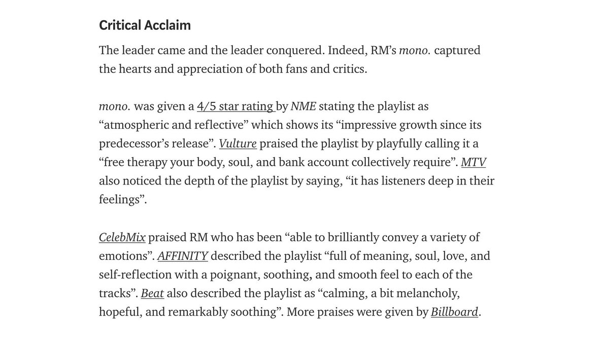 hate turned to love and criticism turned to critical acclaim."If he spent enough time in America, he could be one of the best produced songwriters. he's that good""he is sincere, passionate and most of all, talented""the leader came and the leader conquered"
