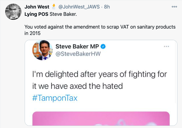 1/ I'm about to mute "tampons". Unlike  @adamgarriereal I don't think there is anything obscene about sanitary products (as if ), but the tweets about the new zero VAT rate and the implied hypocrisy of some MPs are deeply depressing. (thread)