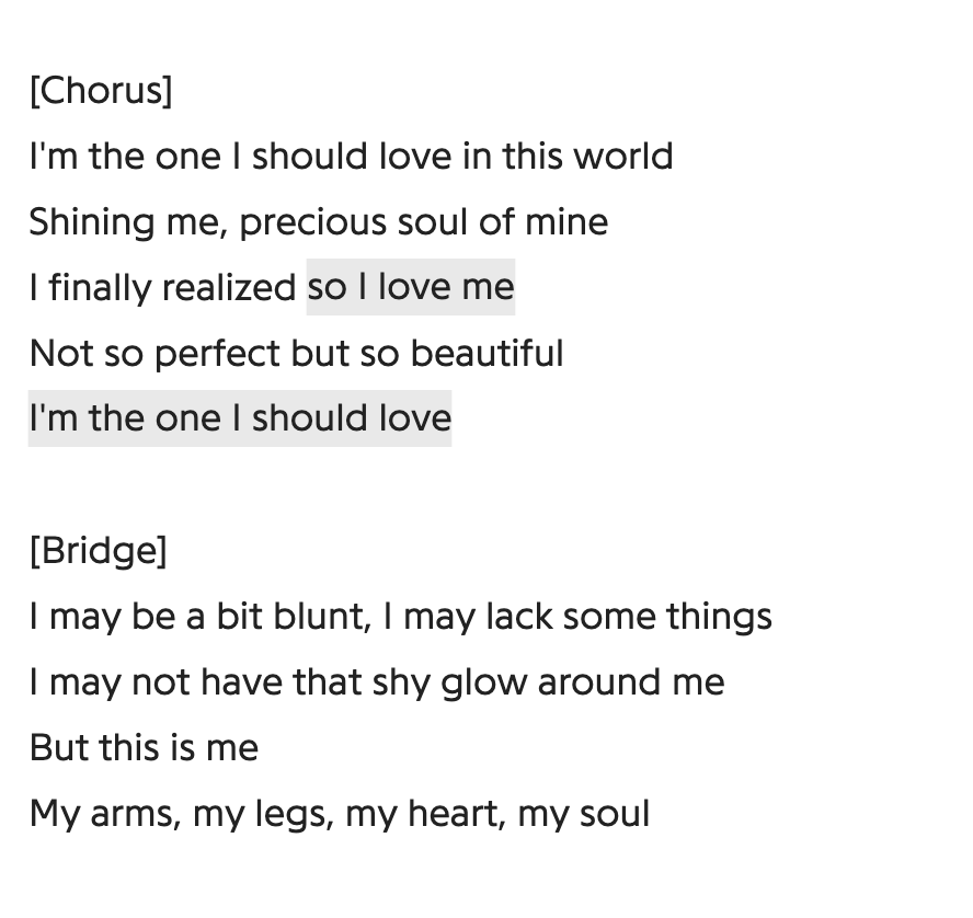 9 - intra-personal. understanding yourself, what you feel, and what you wantthis becomes obvious when you analyse the progression from awake to epiphany. in awake, he felt he wasn’t enough, but in epiphany, he understood that loving oneself is the most important.