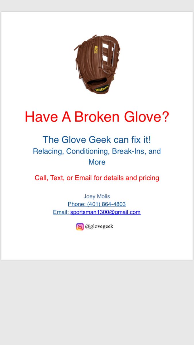 UDShowcases's tweet photo. Time to get those baseball gloves ready. Great local business. Contact for all your glove repairs and so much more. @Upperdeck401  @GLargeG https://t.co/10ALGE50NZ