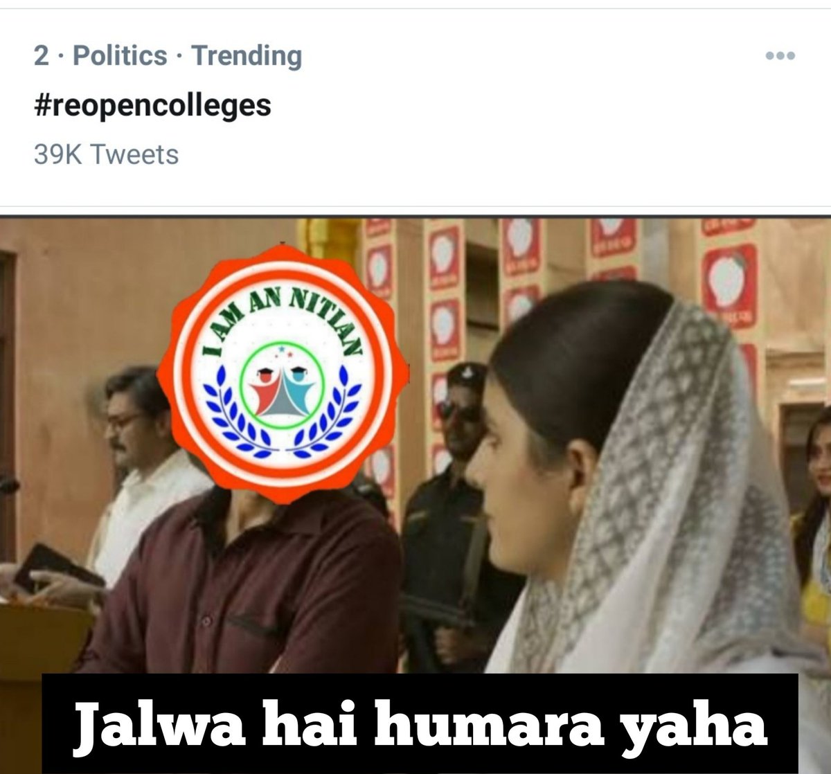 Guru_sikar_wala's tweet photo. @i_am_an_nitian  After seeing  Trending section of twitter
#Reopencolleges https://t.co/Pb6mGro8Tm