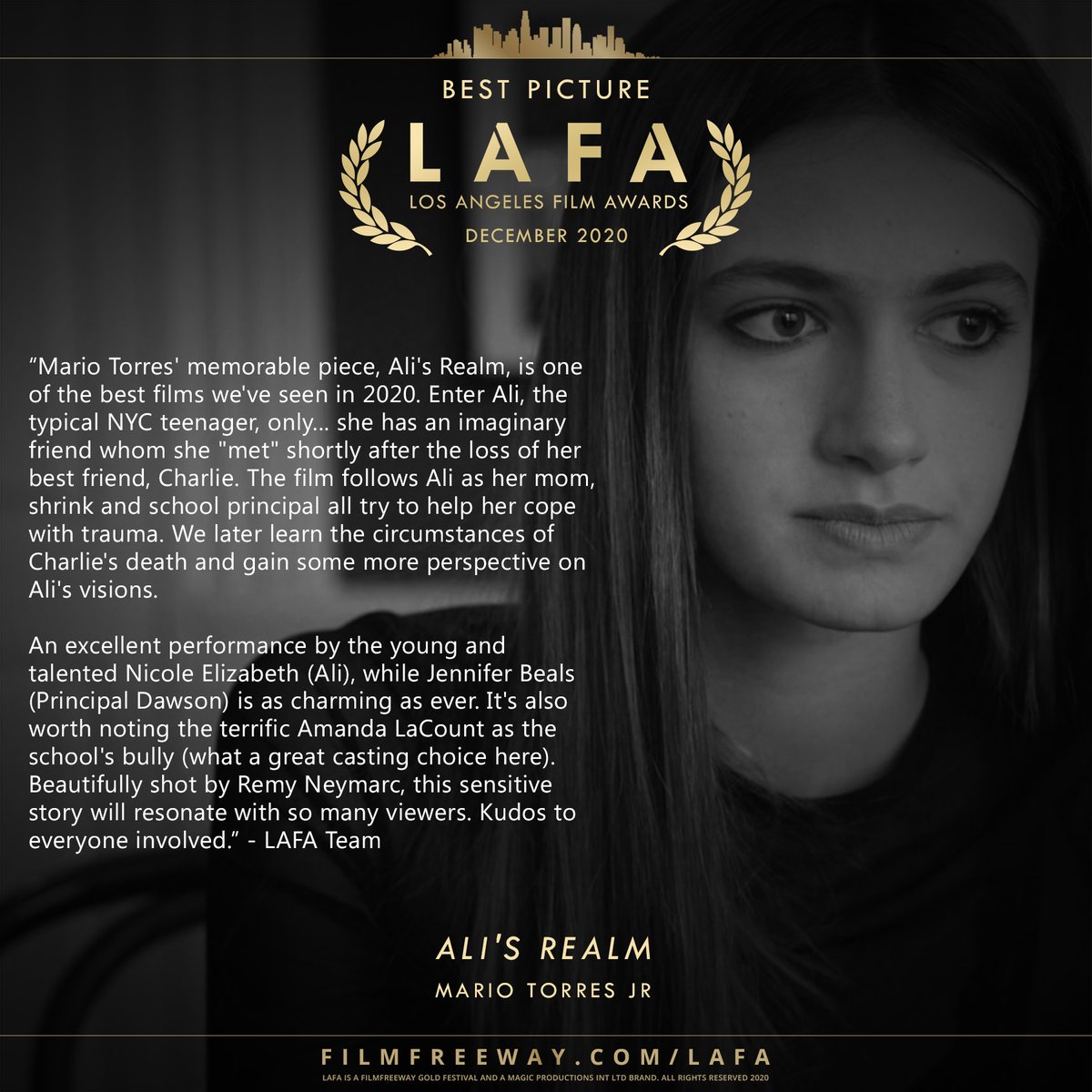 Congratulations to the winners! Full list: lafilmawards.net/single-post/de… Submit your film/screenplay: filmfreeway.com/lafa Watch the trailers: youtube.com/watch?v=RUaVSX… #lafawinner #losangelesfilmawards #lafa20