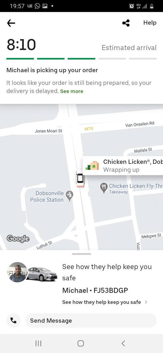 preshmphoza's tweet photo. @UberEats @ChickenLickenSA I ordered food using uber eats, to be specific at chicken licken dobsonville. Got a call from the driver +27872406915 he's at shop calling with one of the employees, they claim that my order has been picked up already. I dont understand what's going on. https://t.co/msAPh28TYI