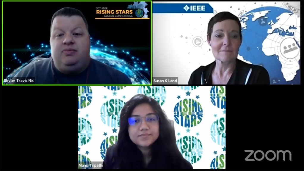 Opening Remarks with <a href="/IEEE/">IEEE</a> President Susan Land @Skland1:
"Young Professionals, start by getting involved with publicity chair within IEEE" #IEEERISINGSTARS #IEEERS2021 #RISINGSTARS2021