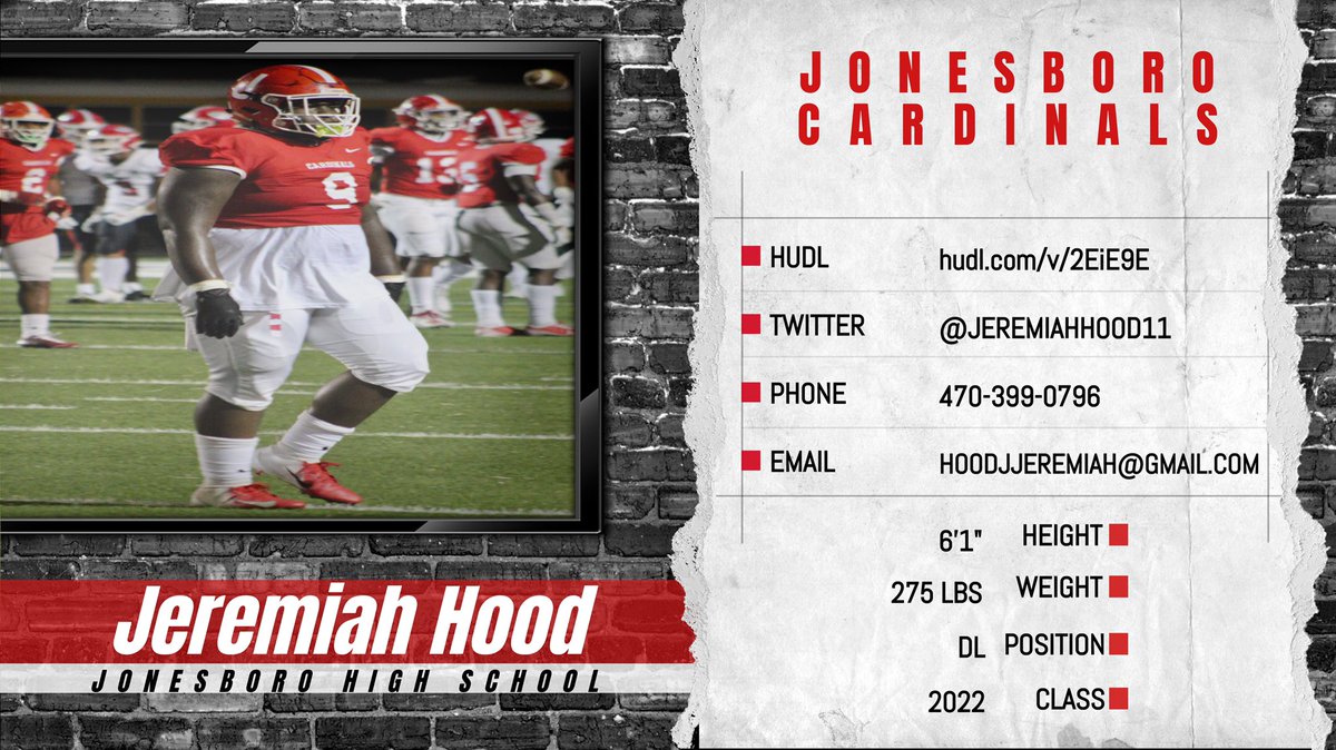 JEREMIAH HOOD <a href="/Jeremiahhood11/">Jeremiah Hood</a>
‘22 DL | 6’1 275 | Jonesboro HS (GA)
🎥 hudl.com/v/2EiE9E

STATS
📋 2nd Team All Region
📋 20 TKL 2 TFL

<a href="/RecruitJBoroFB/">Jonesboro High School(GA) Football Recruiting Page</a> @dlfarn
<a href="/ajpatt1983/">Aubrey J. Patterson, Sr</a> <a href="/CoachCarmichEAL/">“COACHSYRUP🥞” Coach Darrian CarmichEAL</a>