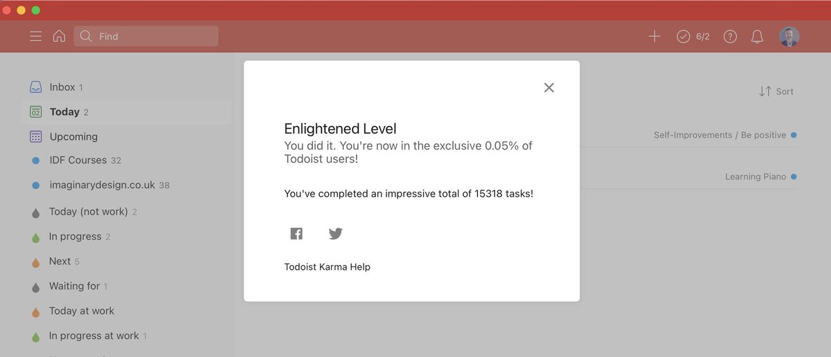 imaginarydesign's tweet photo. Yes!! 🎉 This is how to start a new year. I have joined the exclusive 0.05 of Todoist users! Reaching @Todoist Karma Enlightenment! https://t.co/UGh1pJ74wr https://t.co/ROVMn2WdYT