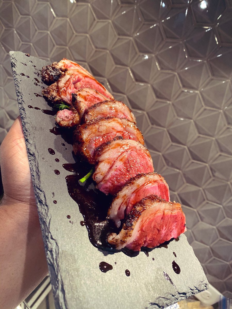 Roasted Lamb Loin w/ a red wine date reduction