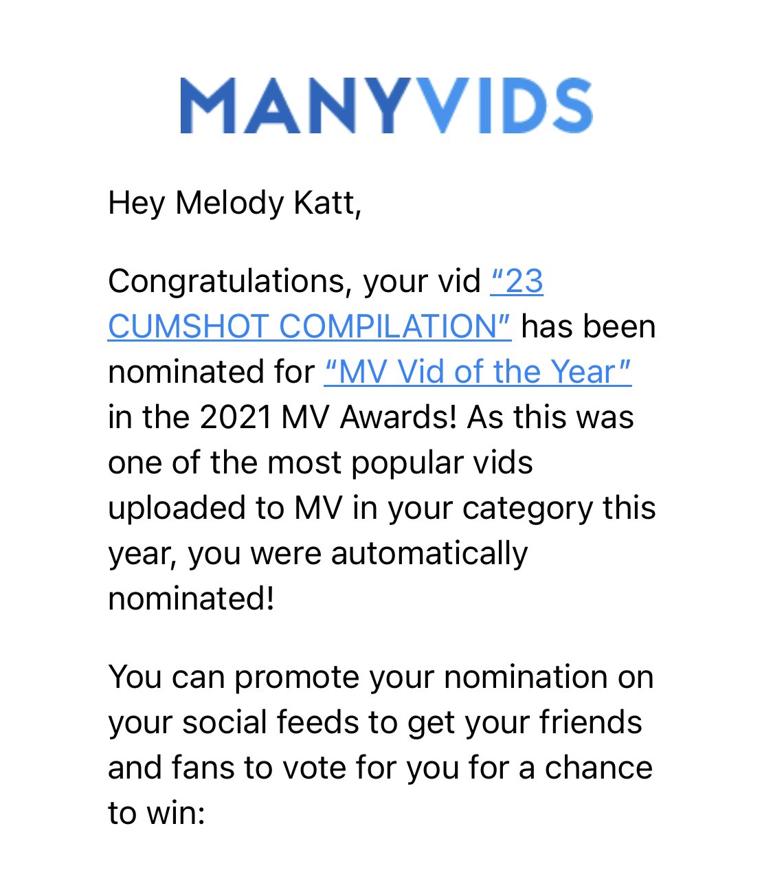 TW Pornstars - 1 pic. Melody Katt 🌼. Twitter. You all loved this video so  much it was nominated for @ManyVids. 6:21 PM - 2 Jan 2021