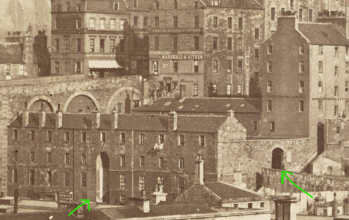 On Low Market Street is a handsome tenement with a gaping close in the middle; it was the Fish Market, the close housed "Market Steps" and gave access to the tiered buildings of the city's main produce markets running up towards the High Street