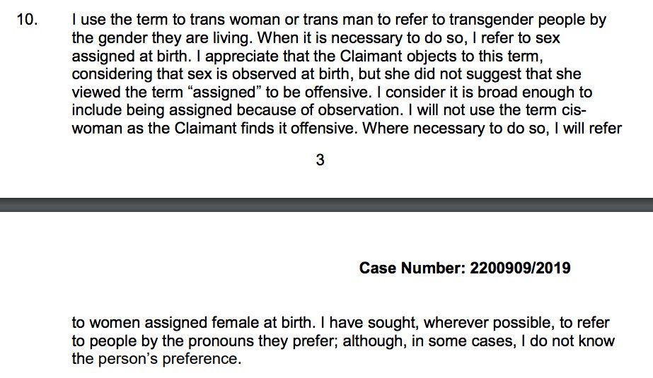 Employment Judge James Tayler used "assigned at birth" because I didn't say it is offensive No, its just nonsense.