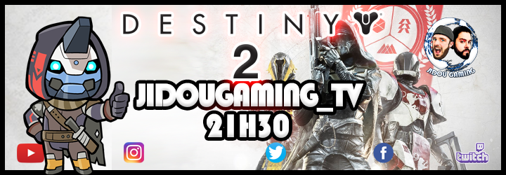 🌀🌀 LIVE 21H30 DESTINY 2 🌀🌀

Envie de passer une soirée dans l'espace a s'évader  avec nous ???
ET A CASSER DE L'EXTRA TERRESTRE ENVAHISSEUR ????
Rejoins la Team Jidougaming pour une soirée Destiny 2 En compagnie de <a href="/PChicoteur/">PetitChicoteur</a> 

RDV 21H30 ici : twitch.tv/jidougaming
