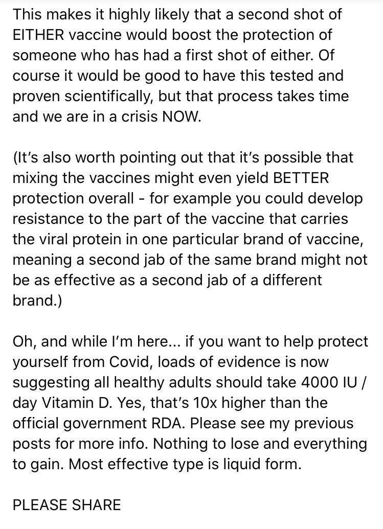 Concerned re the new vaccine strategies? Worried that delaying the second dose is a bad idea or that it might make the virus resistant? Confused re mix and match vaccines? I’ve compiled this short explainer, pls read and share. TL/DR; on balance, nothing to be concerned about 1/2