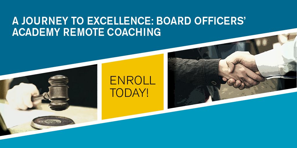 A Journey to Excellence, a remote coaching program, is designed to help new and aspiring board officers become better leaders. Get $50 off your registration when you use code J2EtwJan21. bit.ly/3mkw3sK