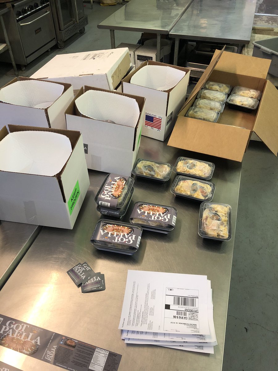 gotpaella's tweet photo. These delicious paellas are on their way to some deserving recipients #paella #order #online #gourmet https://t.co/dYXZD1tlUC
