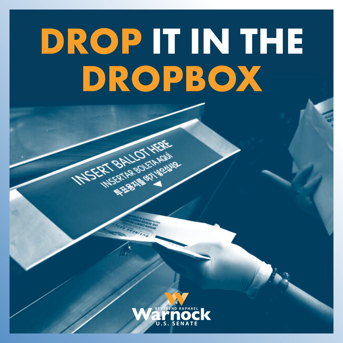 ReverendWarnock's tweet photo. If you still have your vote-by-mail ballot, it is too late to mail it back! Drop it off in a dropbox instead. Find a dropbox near you and drop off your ballot today: https://t.co/nNbOv8iAKb https://t.co/rXhALDZ19N