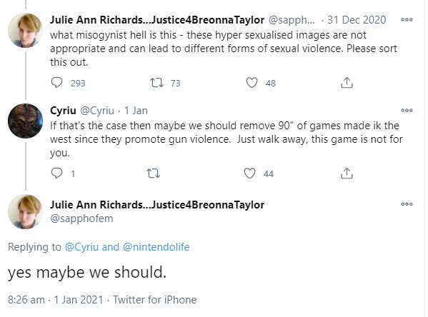 "Not only should we remove this game, we should get rid of violent video games too!"