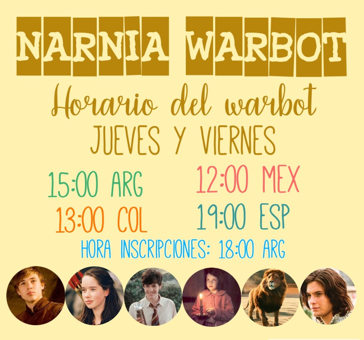 NARNIAWB's tweet photo. 💛‼️INFORMACIÓN DEL WARBOT‼️💛 https://t.co/u7Fr4DYhsH