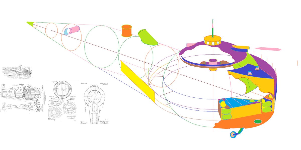 Early  #SubSunday, something different. This sub is from a 1913 patent, here  http://www.hisutton.com/Cutaway-of-1913-Submarine-Patent.htmlHow to draw a submarine cutaway in MS Paint. Scroll through the thread to see the Submarine coming together,~20 hours work in one thread. A bit like a time lapse.