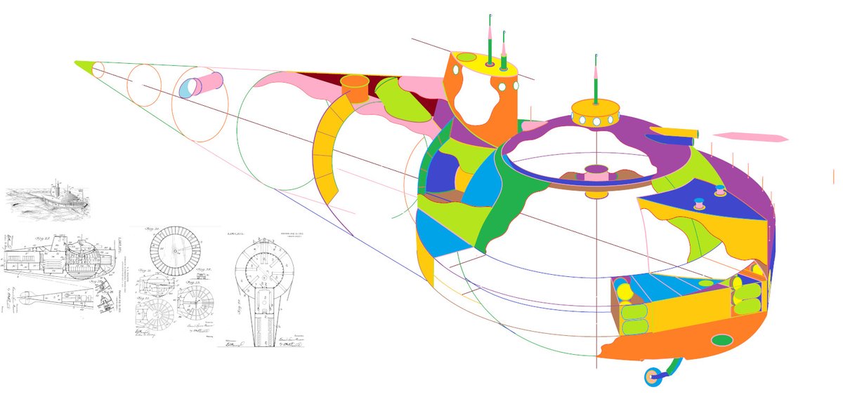 Early  #SubSunday, something different. This sub is from a 1913 patent, here  http://www.hisutton.com/Cutaway-of-1913-Submarine-Patent.htmlHow to draw a submarine cutaway in MS Paint. Scroll through the thread to see the Submarine coming together,~20 hours work in one thread. A bit like a time lapse.